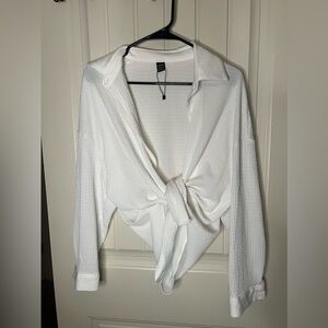 White Oversized Button Down Blouse